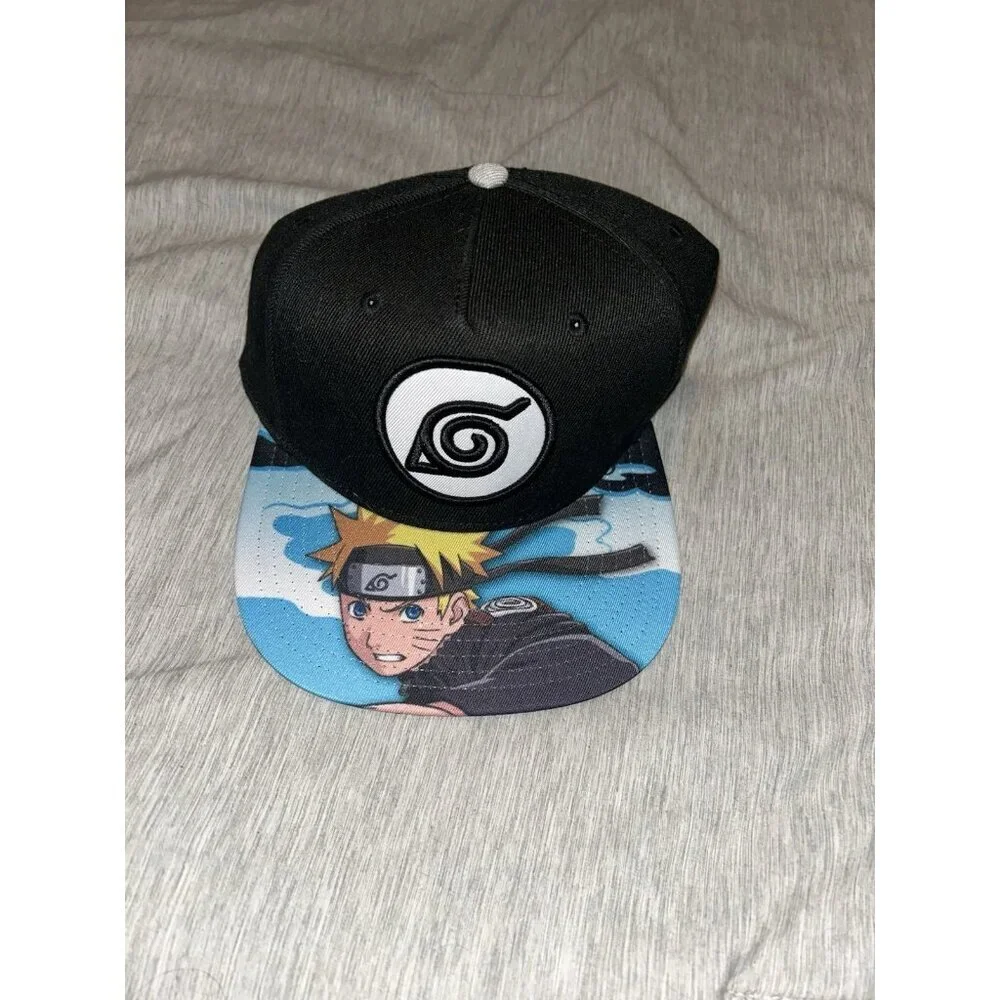 Naruto Shippuden Japanese Anime Men's Officially Licensed Black Snapback Hat Cap